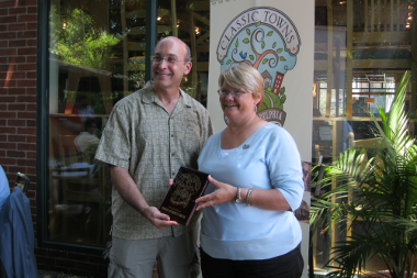 Barry Seymour handing out Classic Towns awards