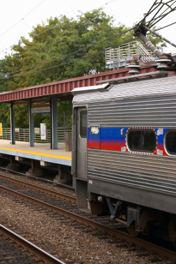 SEPTA train arriving at station