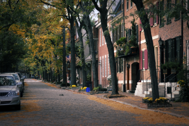 Homes on city street