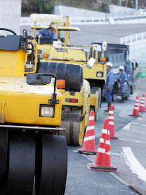 photo of construction trucks