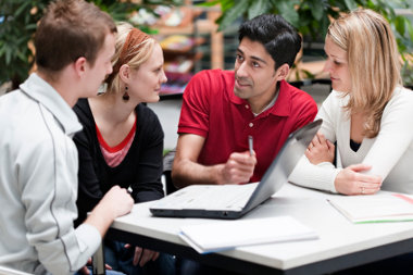 photo of students working at table