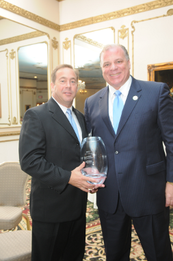 The Honorable Louis J. Cappelli, Freeholder-Director, Camden County and DVRPC Board Chair, presenting to The Honorable Stephen M. Sweeney, President, New Jersey State Senate