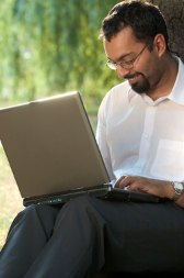 man using laptop