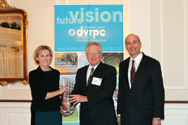 Lynn T. Bush, Executive Director, Bucks County Planning Commission, presenting to Tom Corcoran, President, Delaware River Waterfront Corporation Lynn T. Bush, Executive Director, Bucks County Planning Commission, presenting to Tom Corcoran, President, Delaware River Waterfront Corporation