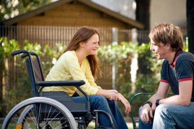 girl in wheelchair with friend