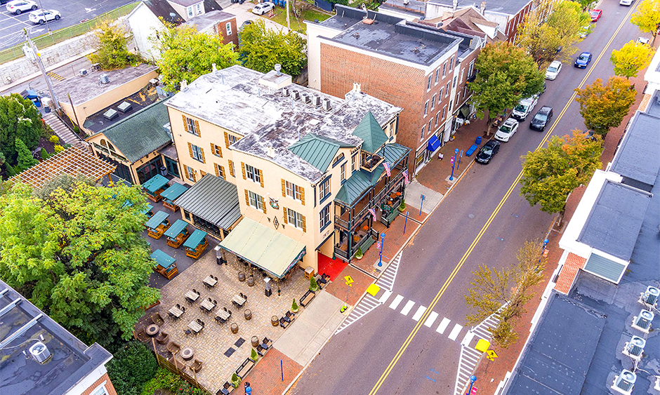 An aerial photo of a new crosswalk