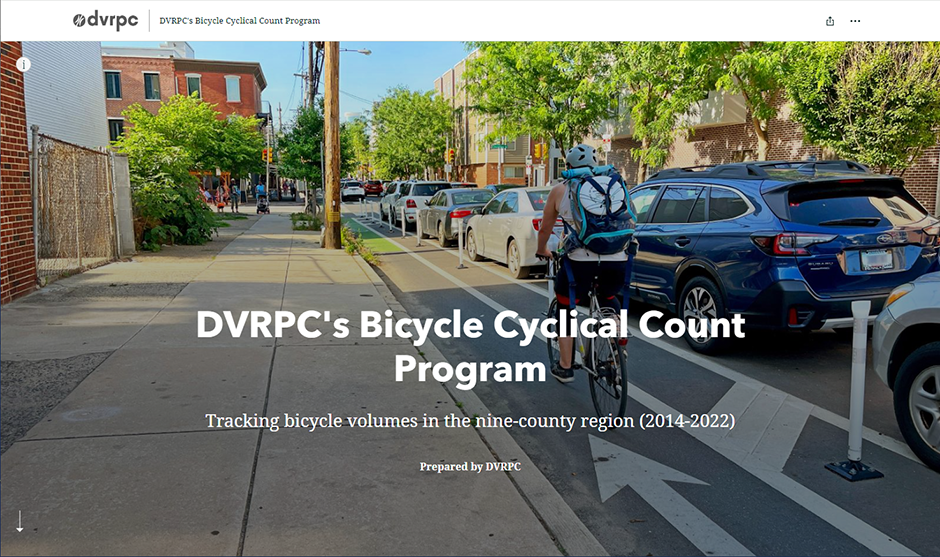 A screenshot of the opening image of the Bicycle Cyclical Count Program Story Map