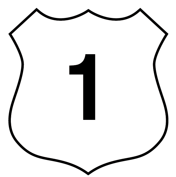 US 1 Highway Route Shield